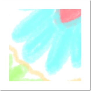 Blue green Red watercolor abstract Posters and Art